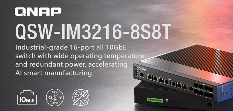 QNAP Industrial-grade 16-port Full 10GbE комутатор QSW-IM3216-8S8T прискорює IT/OT інтеграцію